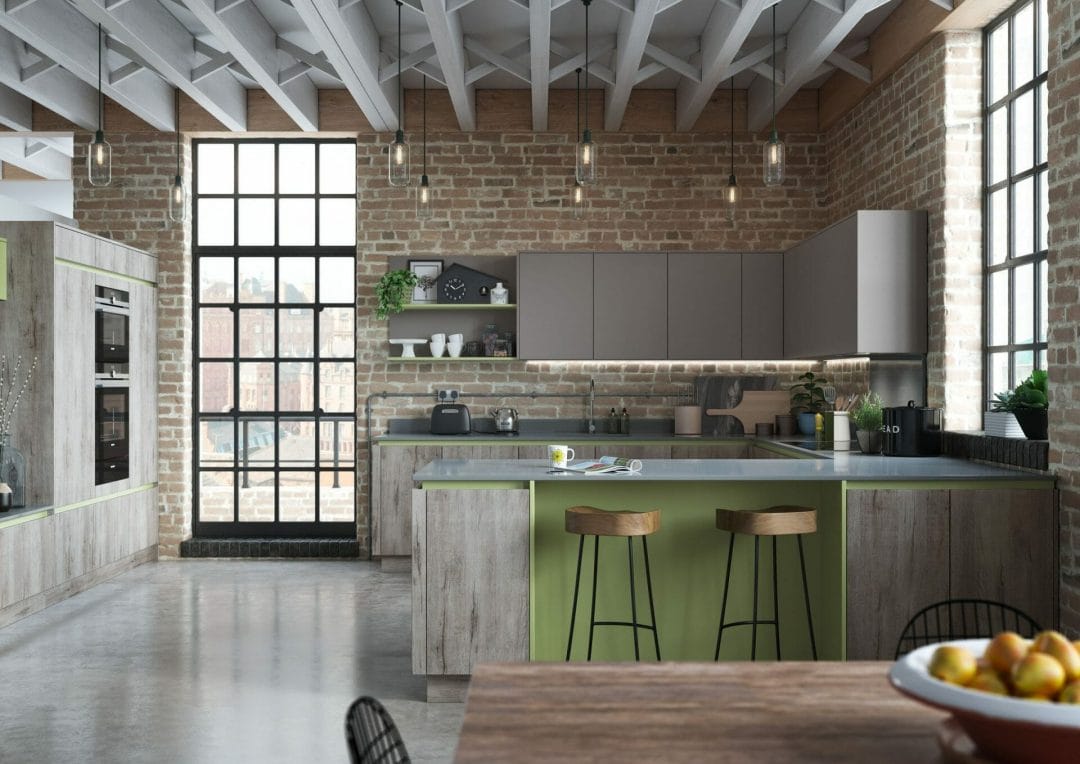 Green And Oak Modern Kitchen Green And Oak Modern Kitchen